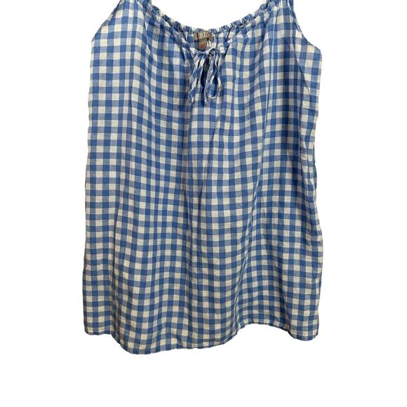 J.Crew Ruffle-Strap Dress in Gingham Linen Cotton Blend Womans Large - Picture 5 of 11